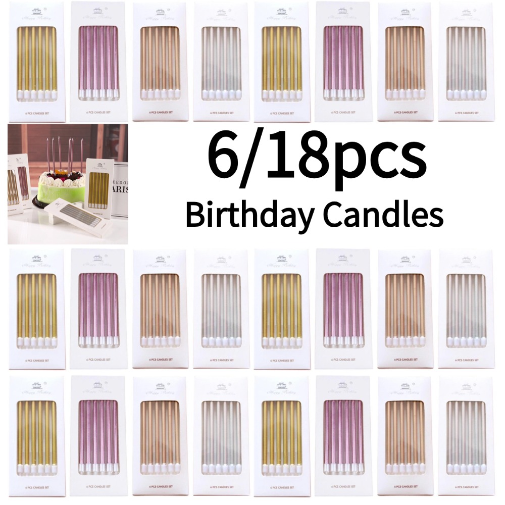 Candle Supplies In - 6/18 szt. Metalowe Złote Srebrne Świeczki