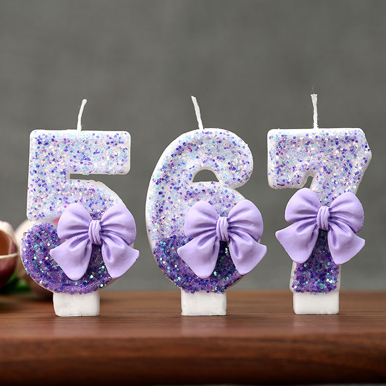 Candle Supplies In - Kreatywna brokatowa, stopniowo fioletowa świeczka urodzinowa