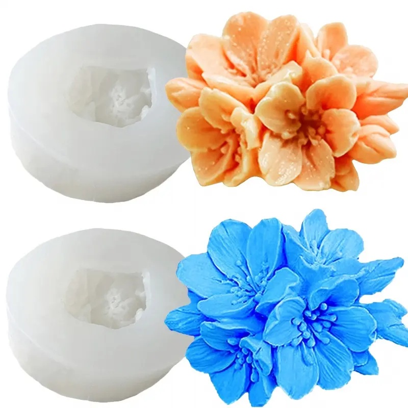Candle Fragrance Supplies - Zestaw 2 silikonowych form, wzór kwiatu